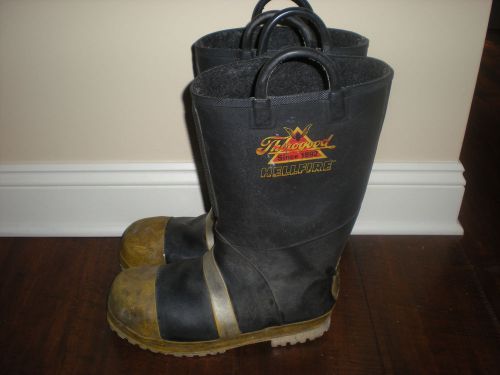 Used THOROGOOD HELLFIRE FIREFIGHTER FIREMAN FIRE BOOTS Size Men&#039;s 12 Wide