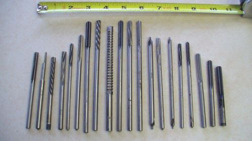 20 ASSORTED PIECES AND SIZES REAMERS, DRILL BITS, END MILLS GOOD CONDITION
