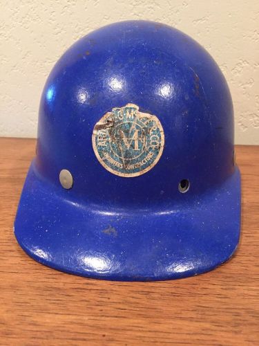 Vintage Blue Arthur G McKee SuperGlas Fibre Metal Fiberglass Hard Hat Suspension