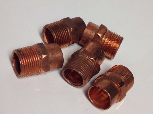 5 pcs. 3/4&#034; x 3/4&#034;  male threaded copper adapters npt mnpt plumbing fittings for sale
