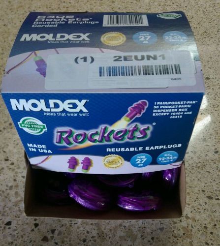 earplugs corded moldex 6405 rockets reusable 27NRR with case 50 count box
