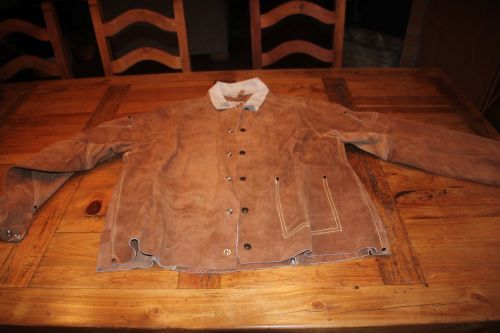 Majestic glove 6026/xl welding jacket, 28&#034; length, xl, brown split cowhide for sale