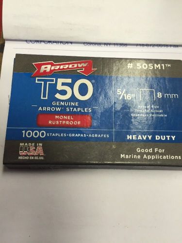 Arrow Fastener 505M1 Monel Genuine T50 Rustproof Staples, 5/16-Inch