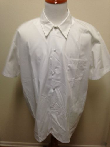 NWT Chef Works White Poly / Cotton Blend Cook Shirt w/ Snaps S/S 2X-Large