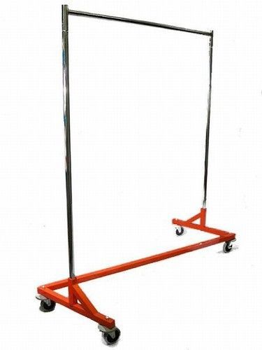 Heavy duty single bar rolling z rack clothing garment clothes w/ 10&#034; extensions for sale