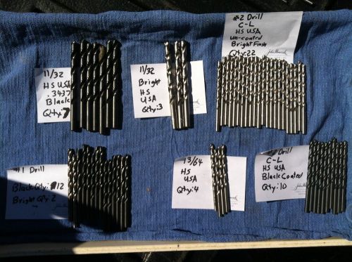 Misc Lot of Drill Bits: #1, #2, 11/32 and 13/64
