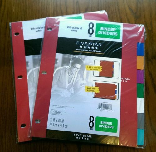 2 packs of FIVE STAR 8 tab binder dividers! Built strong to last long! Free ship