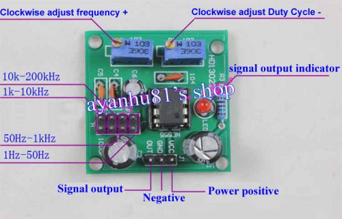 5V-12V NE555 Pulse Signal Square Wave Signal Generator Duty Cycle Adjust for MCU