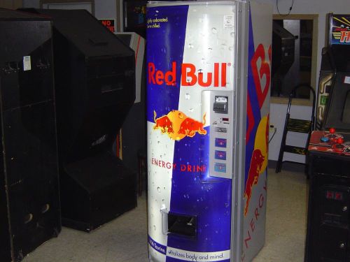 Very Nice Used 3 Selection Red Bull Vending Machine With Bill Acceptor  * L@@K *