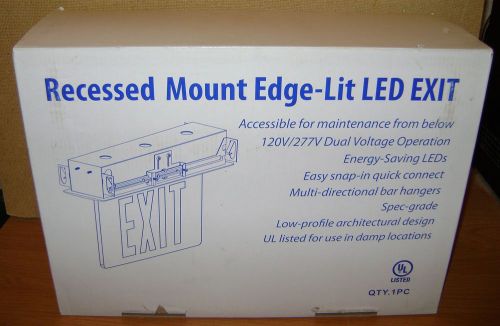 Eelp recessed mount edge lit led exit sign edgr2rca-ni silver double sided - new for sale