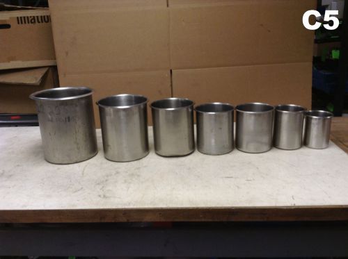 Set of 7 304/316 Stainless Steel Pot/Pail/Tote/Bucket/Drum w/ No Handles- 10L-1L