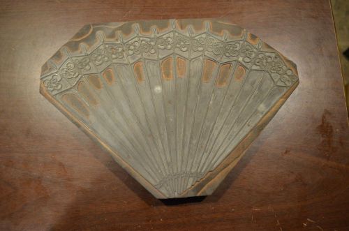 Vintage Letterpress Ornate Fan Wood Cut Printing Block 7.5 x 11 in