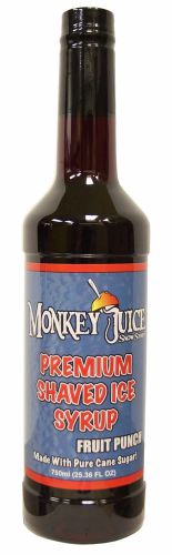 Fruit Punch Snow Cone Syrup - Made with PURE CANE SUGAR - Monkey Juice Brand