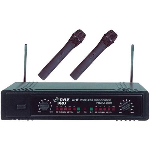 Pyle Pro PDWM2600 Dual UHF Wireless Microphone System Up To 150&#039; Range