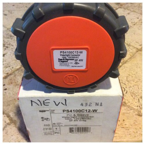 Pass &amp; seymour ps4100c12-w pin &amp; sleeve watertight connector 100a 125/250v 3p 4w for sale