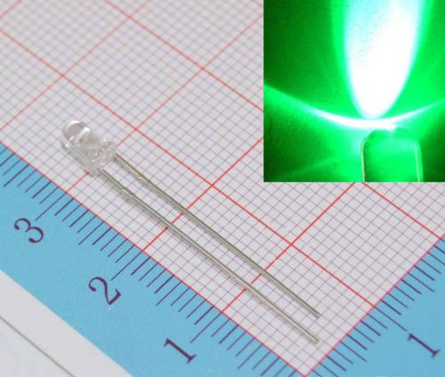 1000pcs 3mm Super Green LED, round top water clear lamp diode long feet