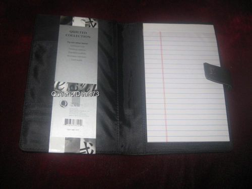 IE Quilted Collection Personal Padfolio 6.9&#034;x 9.1&#034; Quilt Stitched Vinyl BLK NEW