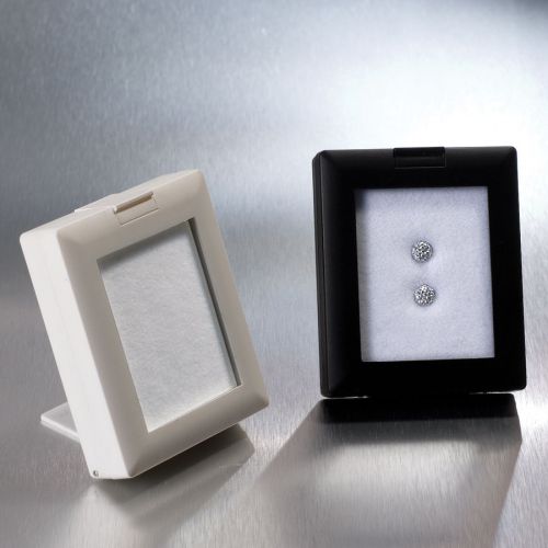 WHITE GLASS TOP GEM BOX w/EASEL SHOWCASE DISPLAY GEMSTONE STORAGE COINS DISPLAY