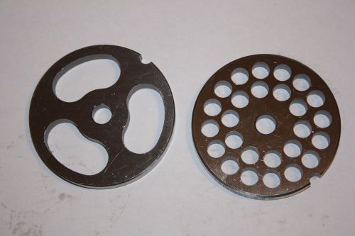 2-pc. #22 Meat Grinder Plate 10mm(3/8&#034;) &amp; Stuffing Plate For LEM Grinders NEW