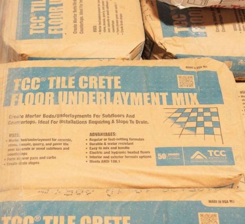 Tile Crete Floor Underlayment Mix - Mortar Bed, Mud Set, Deck Set - 50 lb Bag