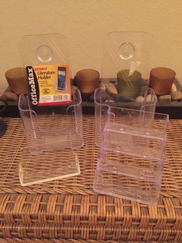 2 Acrylic Literature &amp; 2 Business Card Holders Counter Display Clear Plastic Lot