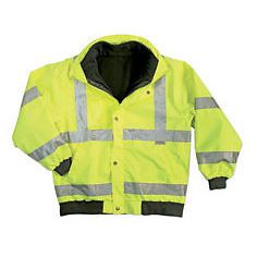 Ansi class 3 reflective bomber jacket by ergodyne - lime - m for sale