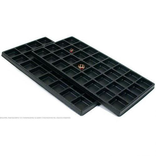 2 Black Plastic 32 Compartment Jewelry Tray Inserts