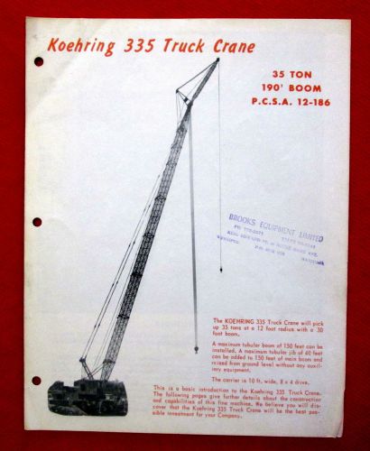 1960s Koehring 335 Truck Crane Heavy Duty Equipment Machine Performance golc2