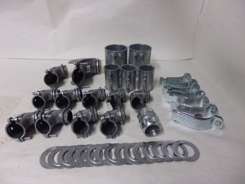 Emt lot of 37: fittings coupling straight reducing washers squeeze clamp a6 for sale