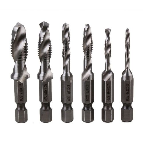 6pcs 1/4 inch hex shank metric screw thread plug hand tap drill bits for sale
