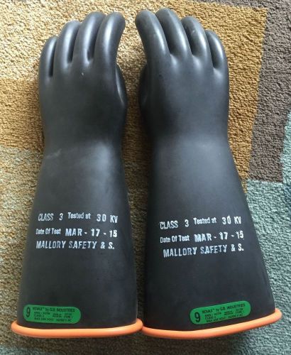 Size 9 novax class 3 30000 volt tested hot electrical gloves for sale