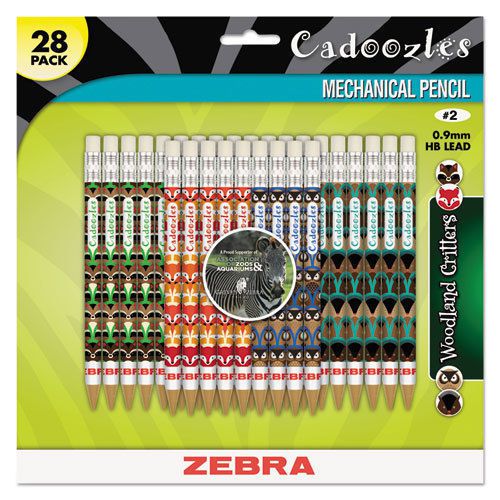 Zebra Cadoozles Mechanical Pencil, Refillable, #2, Assorted Barrels, 0.9 mm