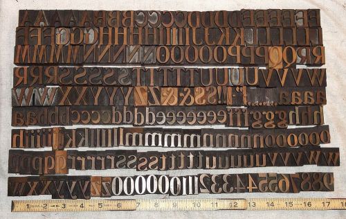 Large Antique 6 Line 1&#034; Hamilton De Vinne Condensed Letterpress Wood Type 239 pc