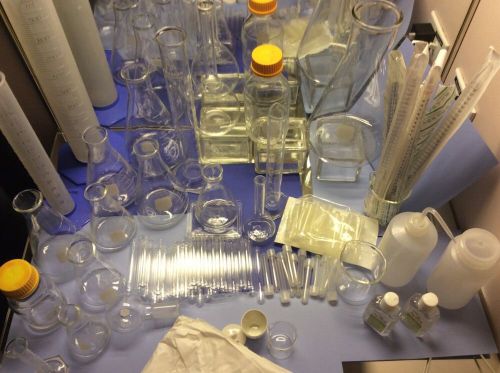 Sale. 100 piece chemistry set pyrex  kimax lab glass with coat &amp; glasses for sale