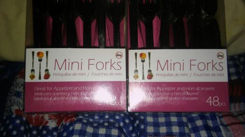 48 Mini-Tasting Forks, Heavy Weight Plastic New, Entertain Style 2 packs 96 for