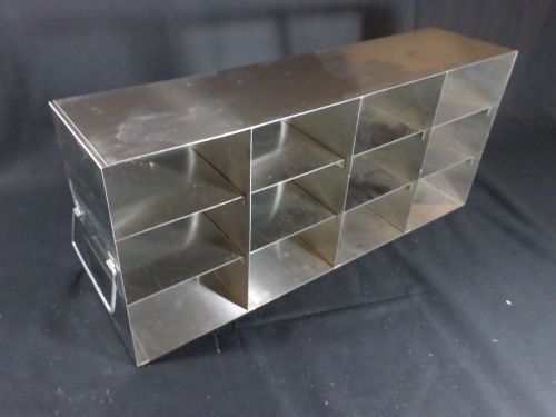 Laboratory Stainless Steel 12-Position 3” Standard Box Freezer Rack 22” Deep