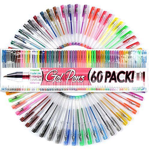 Best gel pens - 60 gel pen set with case great for adult coloring books for sale