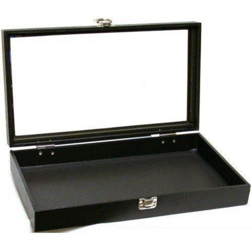 Black Jewelry Travel Showcase Display Glass Lid Case by FindingKing