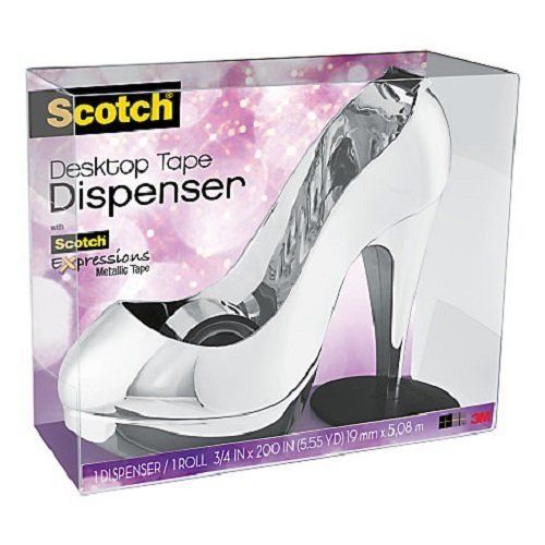 Scotch® Magic Tape Dispenser High Heel Shoe Expressions Metallic Silver Fashion