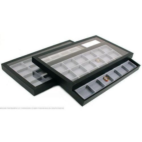 48 Slot Jewelry Display Insert Acrylic Lid Travel Tray