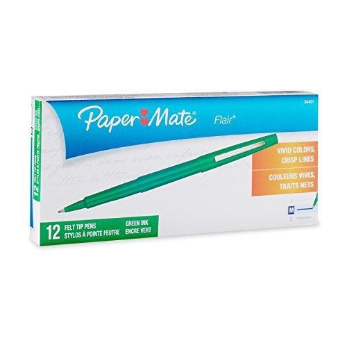 Paper mate flair porous-point felt tip pen, medium tip, 12-pack, green (8440152) for sale