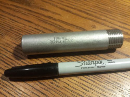 1/2&#034; x 4&#034;,  TOE, Pipe Nipple, 316 stainless, Sch 40,  New