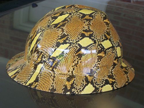 Hydrographics dipped snakeskin pattern msa safety works hard hat w/ratchet susp. for sale