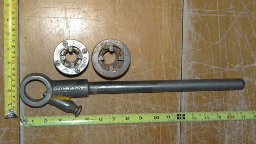 Toledo pipe threader ratchet &amp; 2 dies tool for sale