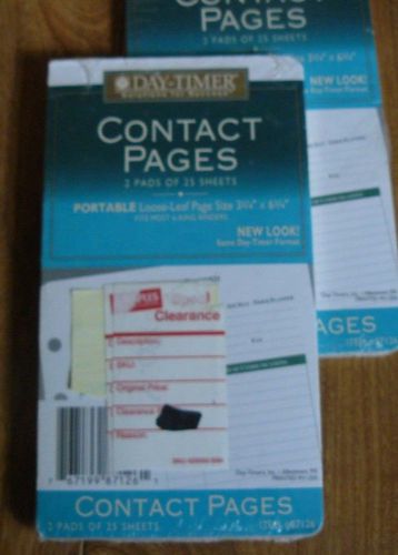dAY-TIMER  refill: contact pages 87126 2 PADS 25 SHEETS pORTABLE LOOSE-LEAF