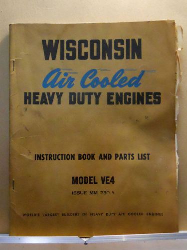 vint. WISCONSIN AIR COOLED HD ENGINES INST. book &amp; PARTS LIST MODEL VE4