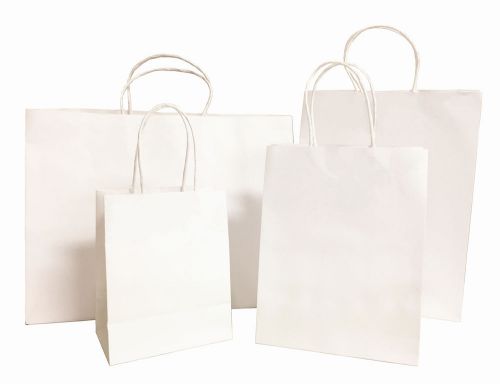25 pc White color Kraft paper Bags with handle (High quality)