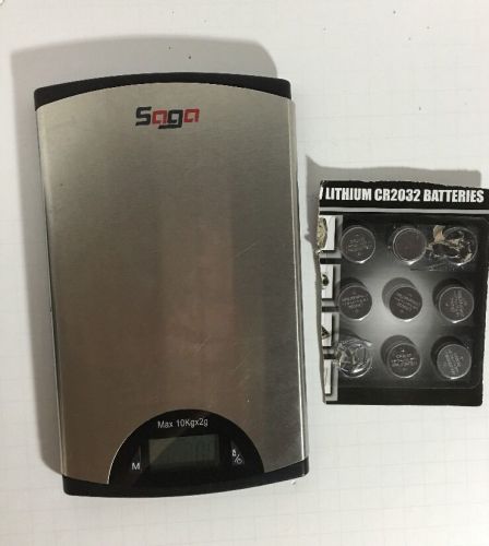 Saga Digital Scale, 22lbs. Diet, Food, Postal, Weight w/ CR2032 Batteries