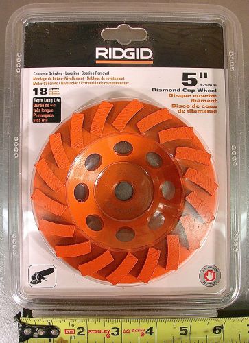 RIDGID ABRASIVES MODEL No. TAW5018P1, 5&#034; 18-SEGMENT TURBO CUP GRINDING WHEEL NEW