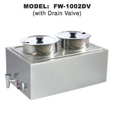 Double Food Warmer w/ Drain Valve Uniworld FW-1002DV NEW #4596